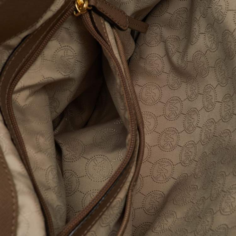 Pre Owned MICHAEL Michael Kors Brown Saffiano Leather Large Jet Set Travel Tote
