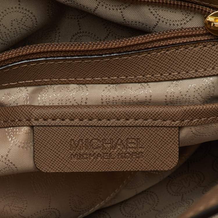 Pre Owned MICHAEL Michael Kors Brown Saffiano Leather Large Jet Set Travel Tote