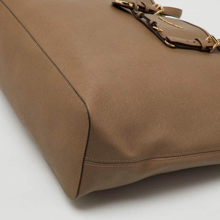 Pre Owned MICHAEL Michael Kors Brown Saffiano Leather Large Jet Set Travel Tote