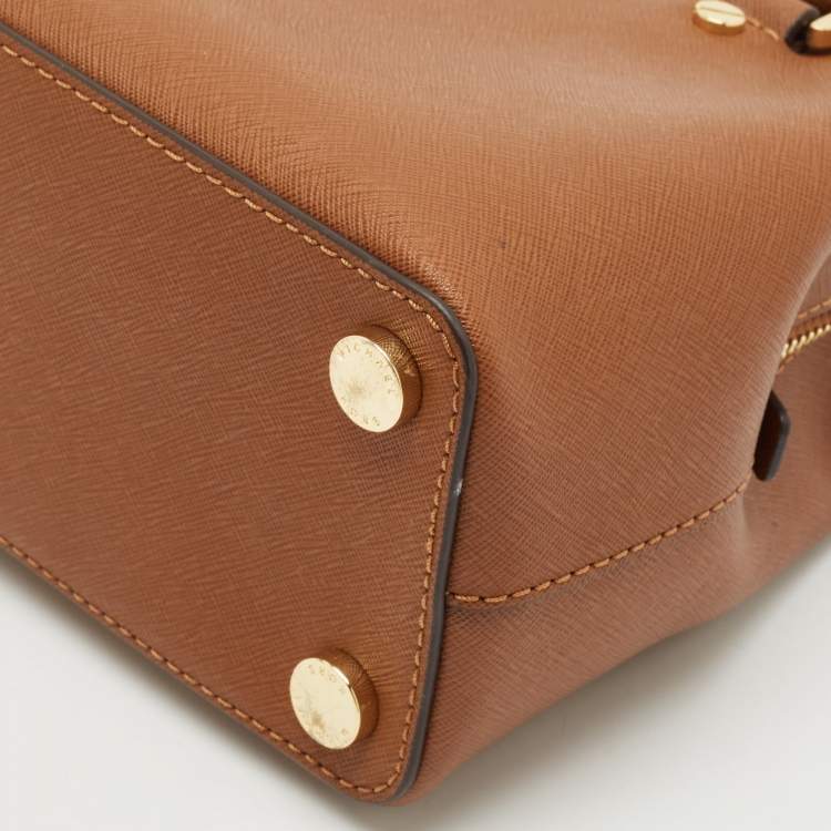 Pre Owned Michael Michael Kors Brown Saffiano Leather Small Savannah Satchel