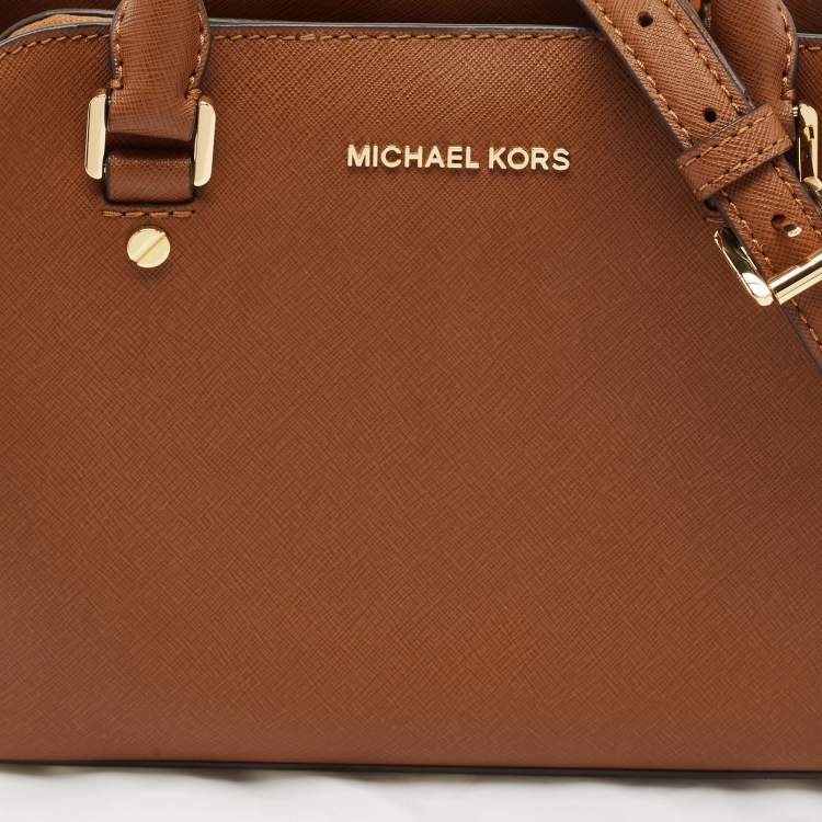 Pre Owned Michael Michael Kors Brown Saffiano Leather Small Savannah Satchel