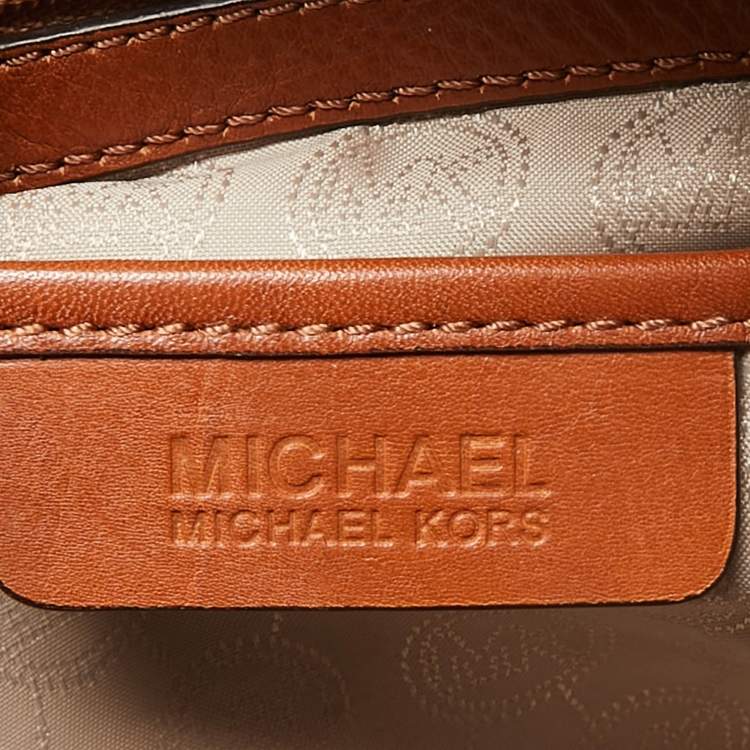 Pre Owned MICHAEL Michael Kors Brown Signature Coated Canvas North/South Harper Tote
