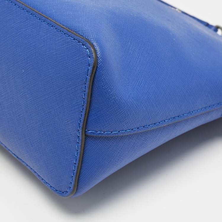 Pre Owned MICHAEL Michael Kors Blue Leather Cindy Dome Crossbody Bag