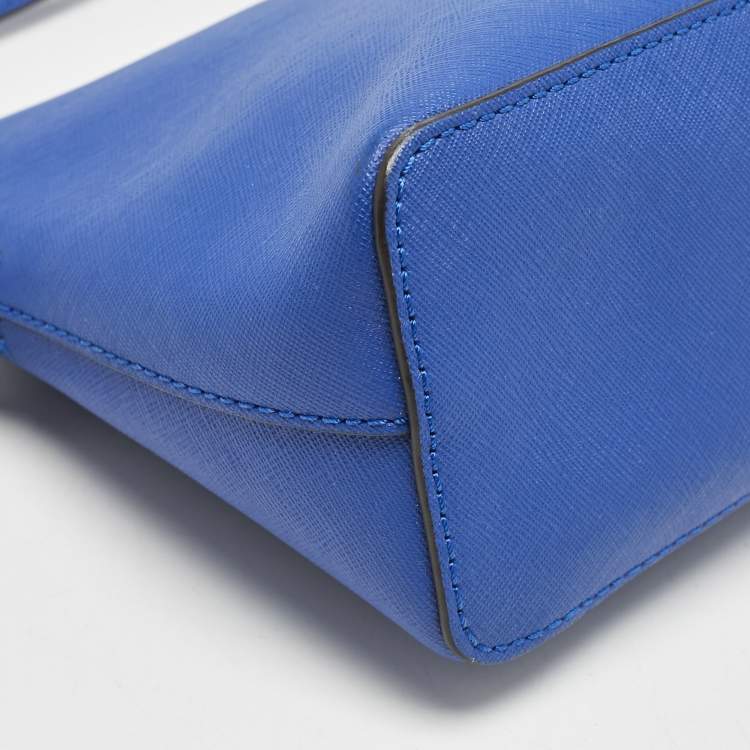 Pre Owned MICHAEL Michael Kors Blue Leather Cindy Dome Crossbody Bag