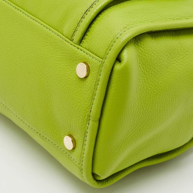 Pre Owned MICHAEL Michael Kors Lime Green Leather Medium Margo Satchel