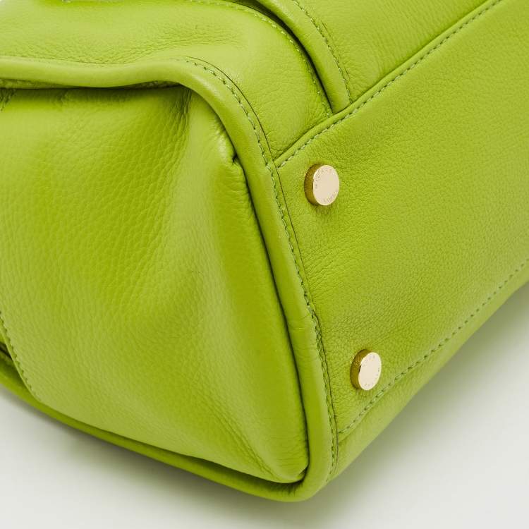 Pre Owned MICHAEL Michael Kors Lime Green Leather Medium Margo Satchel