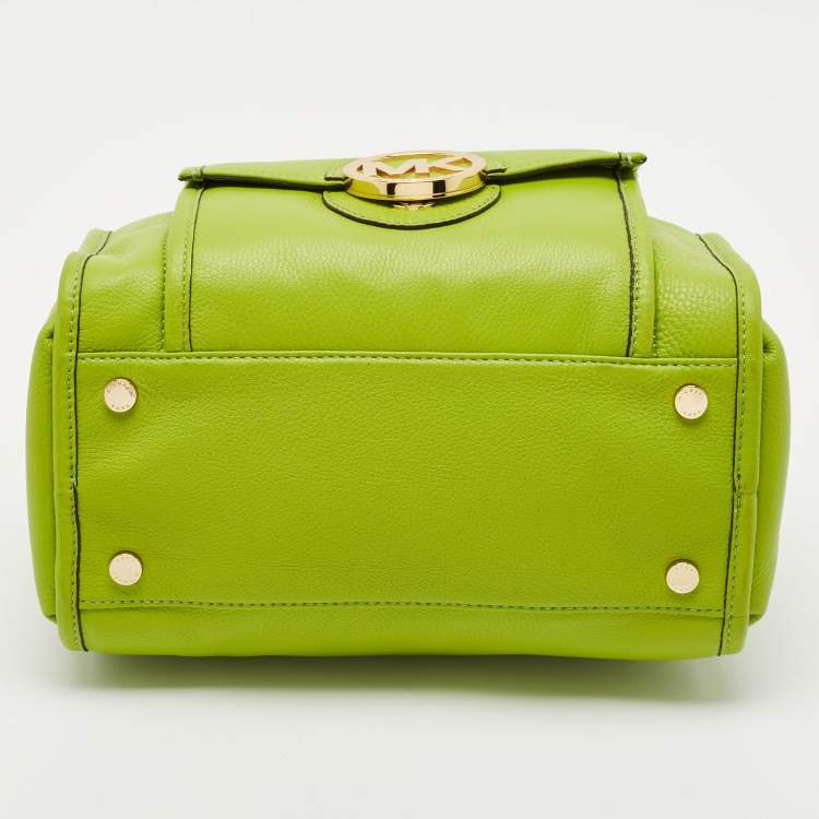 Pre Owned MICHAEL Michael Kors Lime Green Leather Medium Margo Satchel