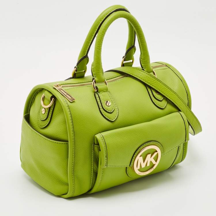 Pre Owned MICHAEL Michael Kors Lime Green Leather Medium Margo Satchel
