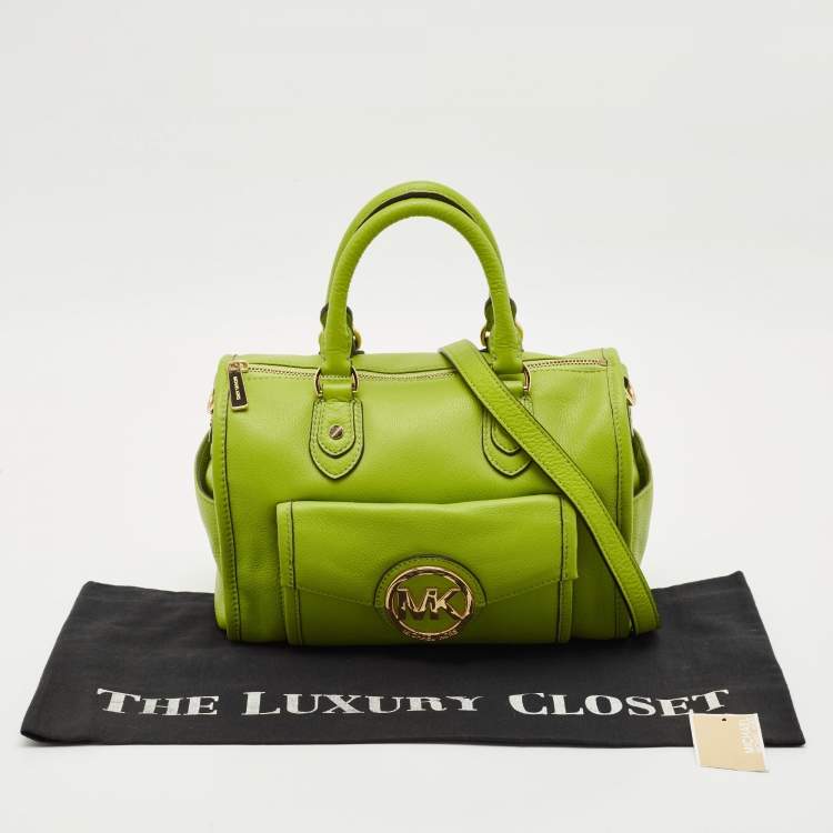 Pre Owned MICHAEL Michael Kors Lime Green Leather Medium Margo Satchel