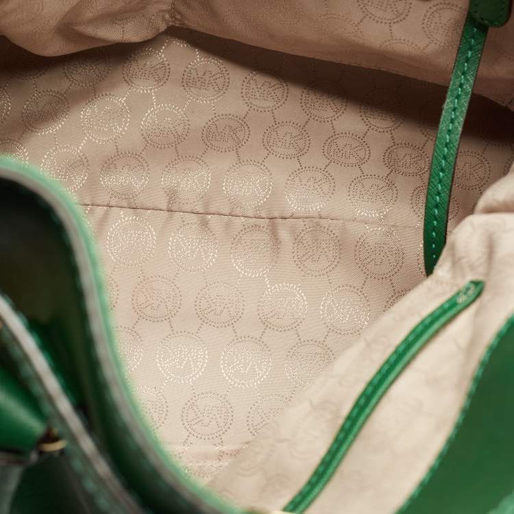 Pre Owned MICHAEL Michael Kors Green Leather Large North South Hamilton Tote