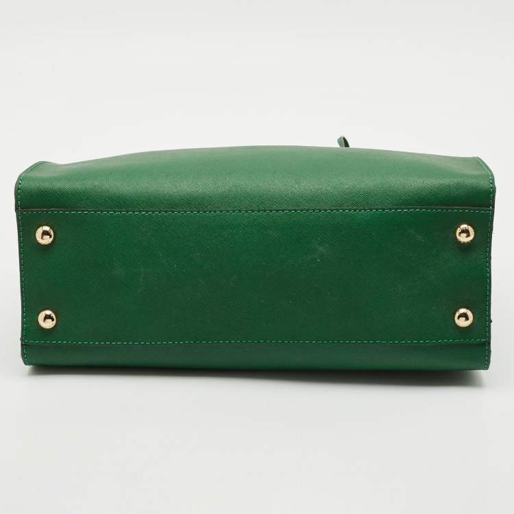 Pre Owned MICHAEL Michael Kors Green Leather Large North South Hamilton Tote