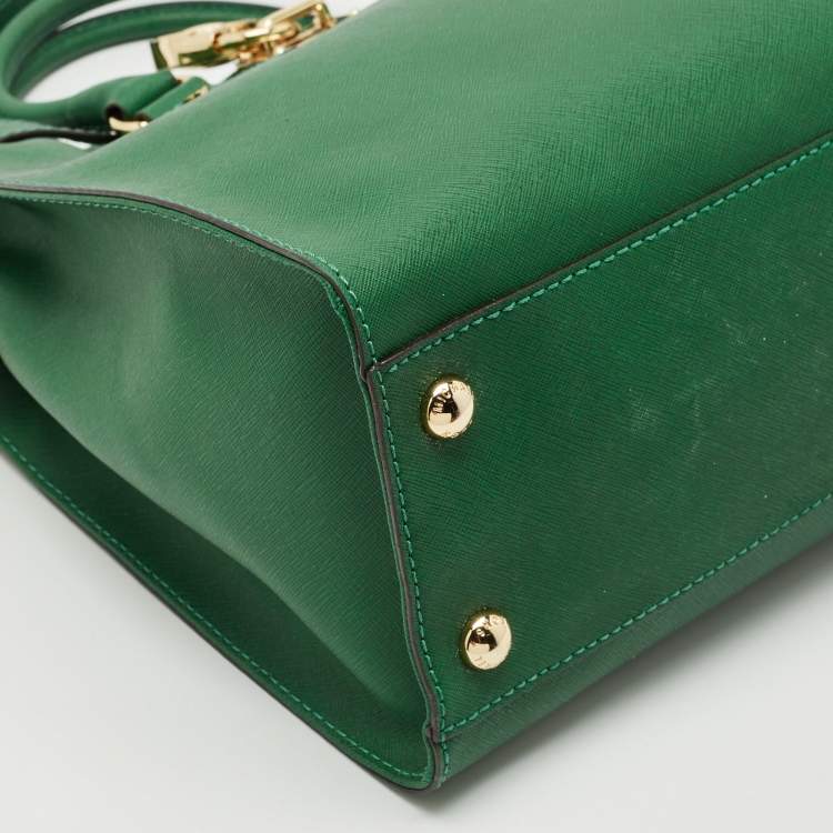 Pre Owned MICHAEL Michael Kors Green Leather Large North South Hamilton Tote