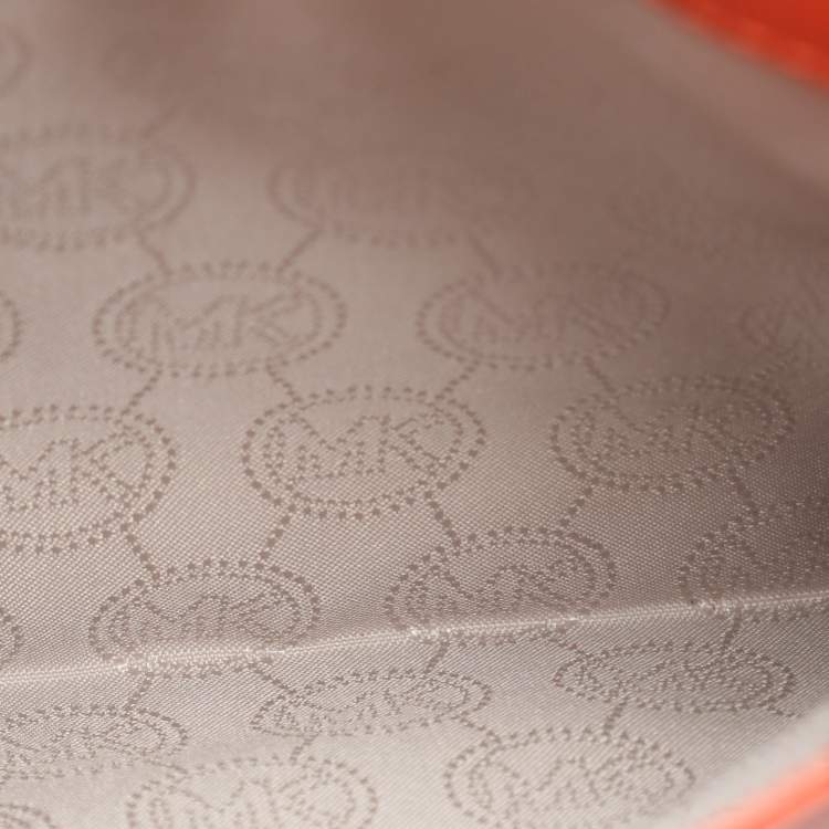 Pre Owned MICHAEL Michael Kors Orange Leather Medium Hamilton Tote