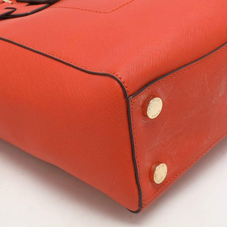Pre Owned MICHAEL Michael Kors Orange Leather Medium Hamilton Tote
