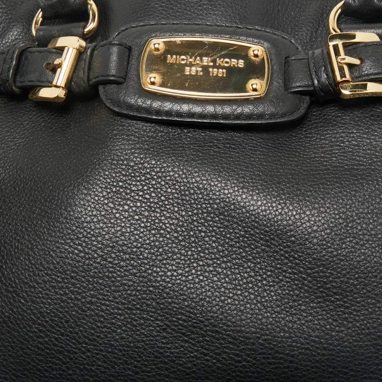 Pre Owned MICHAEL Michael Kors Black Leather East West Hamilton Tote