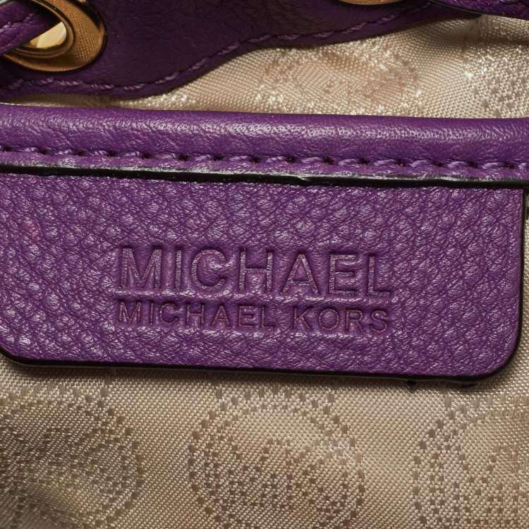 مملوكة مسبقًا MICHAEL Michael Kors Purple Leather Jules Drawstring Bucket Crossbody Bag