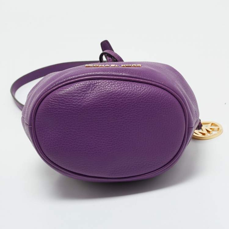 مملوكة مسبقًا MICHAEL Michael Kors Purple Leather Jules Drawstring Bucket Crossbody Bag