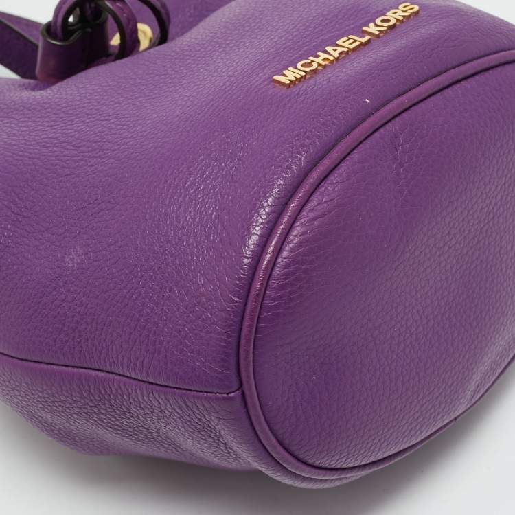 مملوكة مسبقًا MICHAEL Michael Kors Purple Leather Jules Drawstring Bucket Crossbody Bag