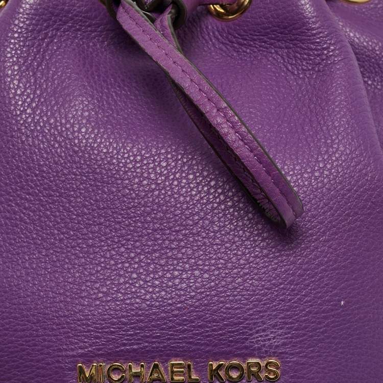 مملوكة مسبقًا MICHAEL Michael Kors Purple Leather Jules Drawstring Bucket Crossbody Bag