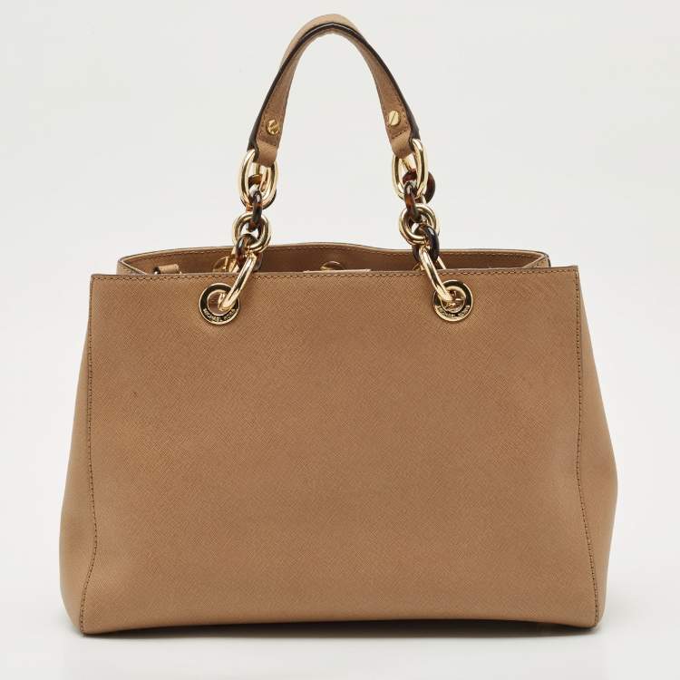 Pre Owned MICHJAEL Michael Kors Brown Leather Medium Cynthia Tote