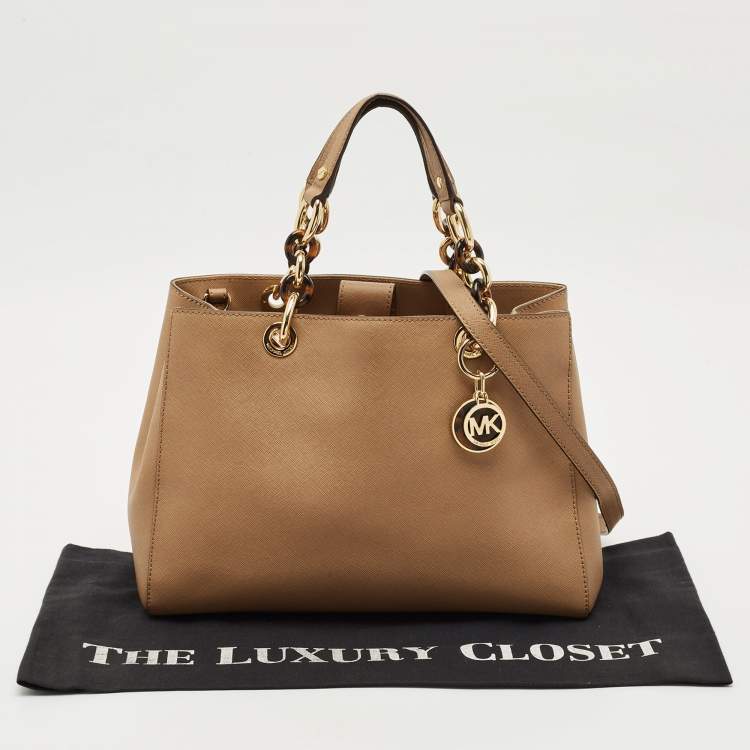 Pre Owned MICHJAEL Michael Kors Brown Leather Medium Cynthia Tote