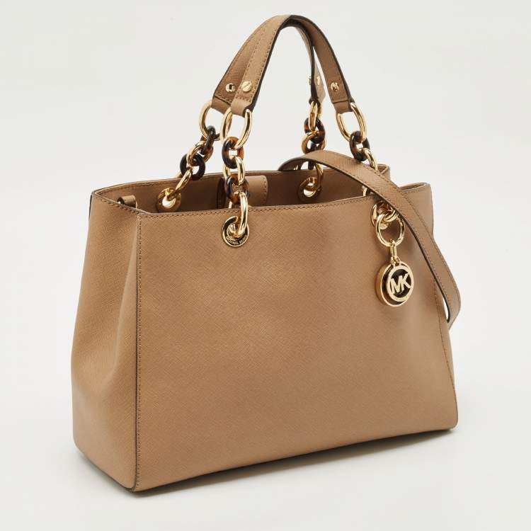 Pre Owned MICHJAEL Michael Kors Brown Leather Medium Cynthia Tote