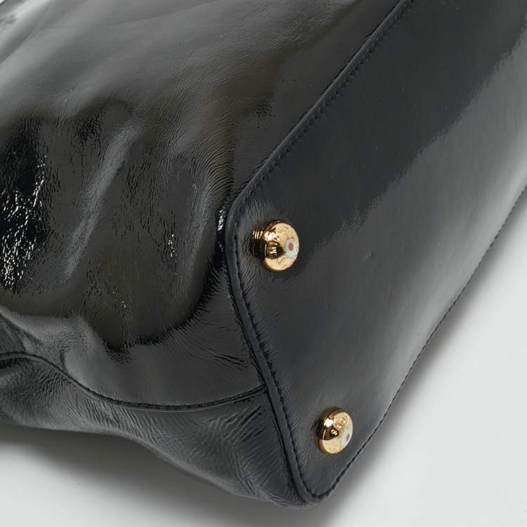 Pre Owned MICHAEL Michael Kors Black Patent Leather Jet Set Chain Tote