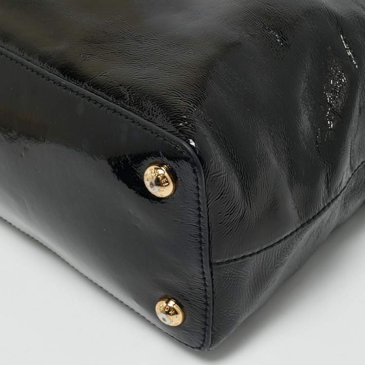 Pre Owned MICHAEL Michael Kors Black Patent Leather Jet Set Chain Tote