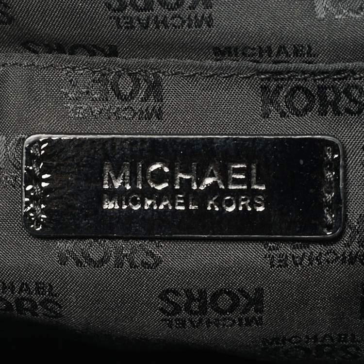 Pre Owned MICHAEL Michael Kors Black Patent Leather Jet Set Chain Tote