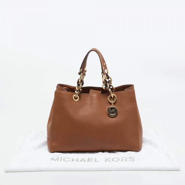 Pre Owned MICHAEL Michael Kors Brown Leather Medium Cynthia Tote