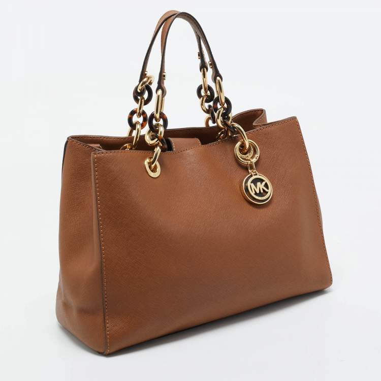 Pre Owned MICHAEL Michael Kors Brown Leather Medium Cynthia Tote