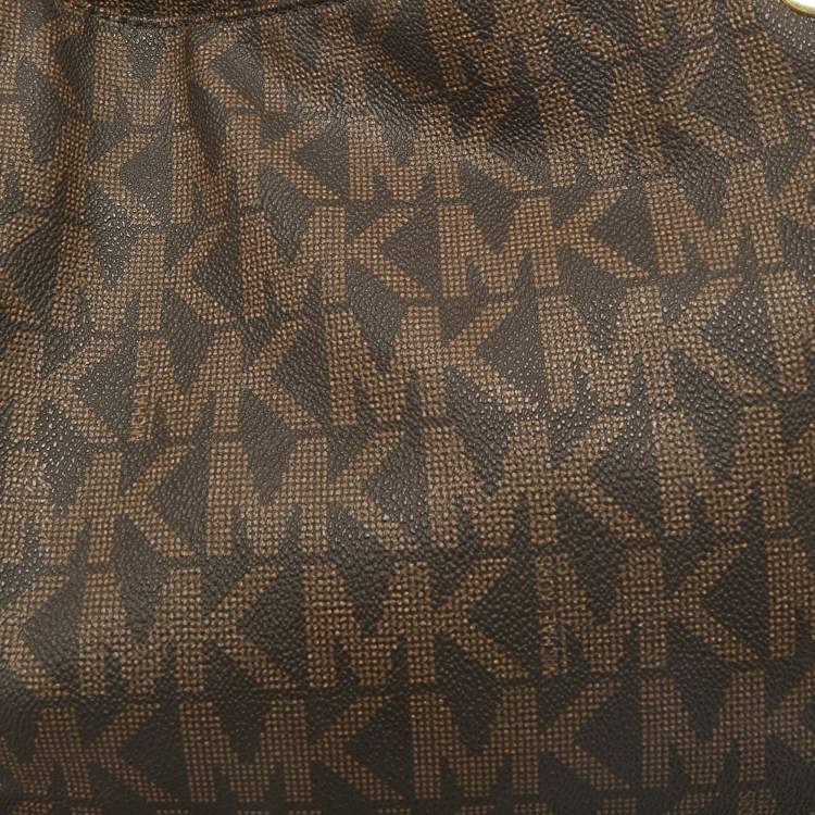 Pre Owned MICHAEL Michael Kors Brown Signature Coated Canvas Jet Set Chain Tote