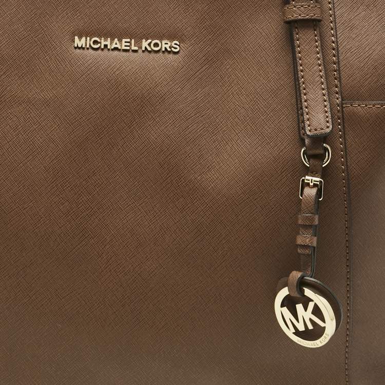 Pre Owned MICHAEL Michael Kors Brown Leather Jet Set Top Zip Tote