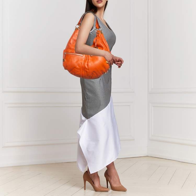 Pre Owned MICHAEL Michael Kors Orange Leather Large Layton Hobo