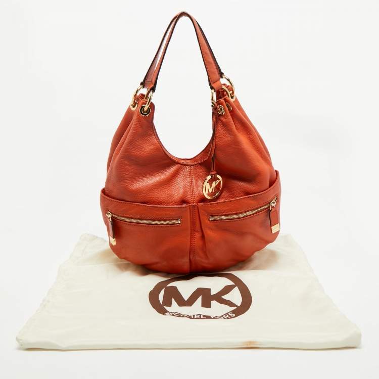 Pre Owned MICHAEL Michael Kors Orange Leather Large Layton Hobo