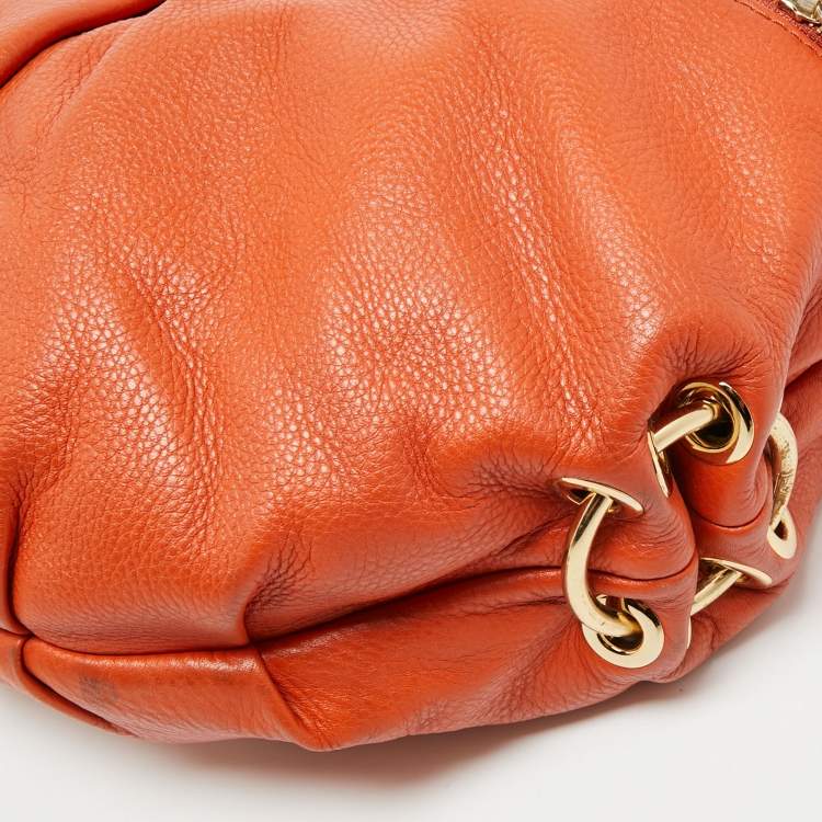 Pre Owned MICHAEL Michael Kors Orange Leather Large Layton Hobo