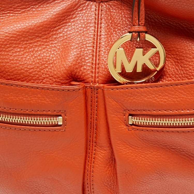 Pre Owned MICHAEL Michael Kors Orange Leather Large Layton Hobo