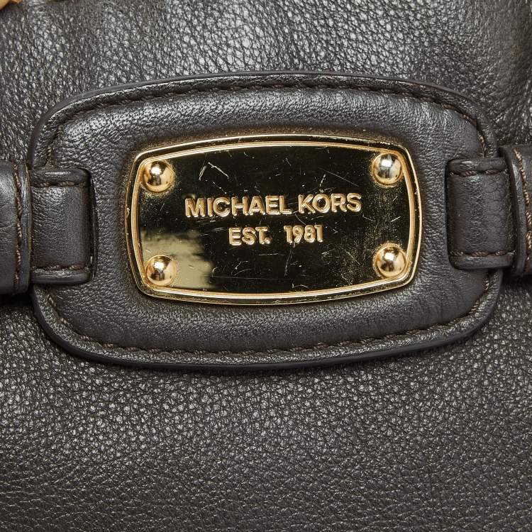 Pre Owned MICHAEL Michael Kors Mocha Leather Large East West Hamilton Tote