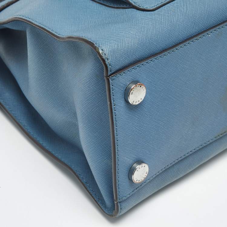 Pre Owned MICHAEL Michael Kors Blue Saffiano Leather Large Emma Satchel