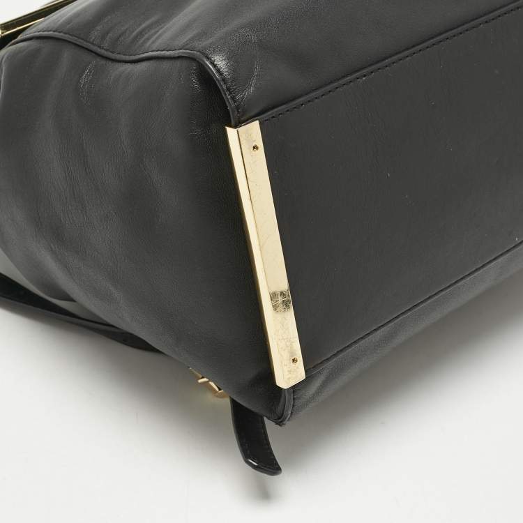 Pre Owned MICHAEL Michael Kors Black/Brown Leopard Print Calfhair and Leather Lana Backpack