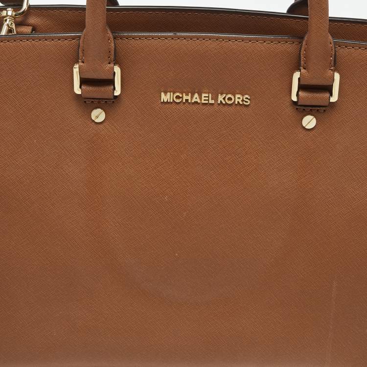 Pre Owned MICHAEL Michael Kors Brown Saffiano Leather Large Selma Satchel