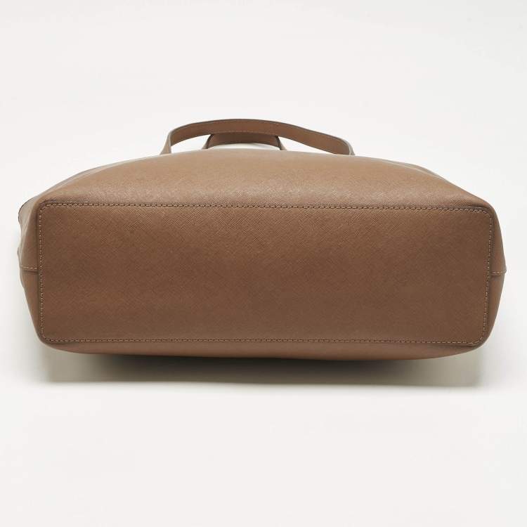 Pre Owned MICHAEL Michael Kors Brown Leather Medium Jet Set Travel Tote