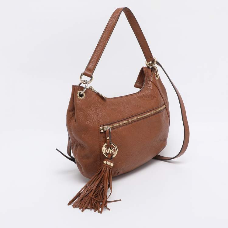 Pre Owned MICHAEL Michael Kors Brown Leather Tassel Crossbody Bag