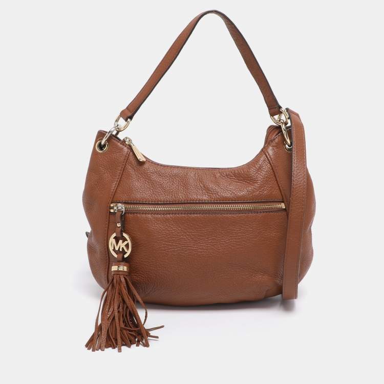 Pre Owned MICHAEL Michael Kors Brown Leather Tassel Crossbody Bag