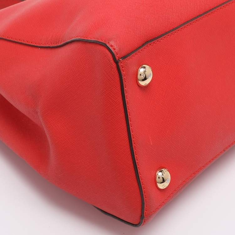 Pre Owned MICHAEL Michael Kors Red Blue Leather Cynthia Tote