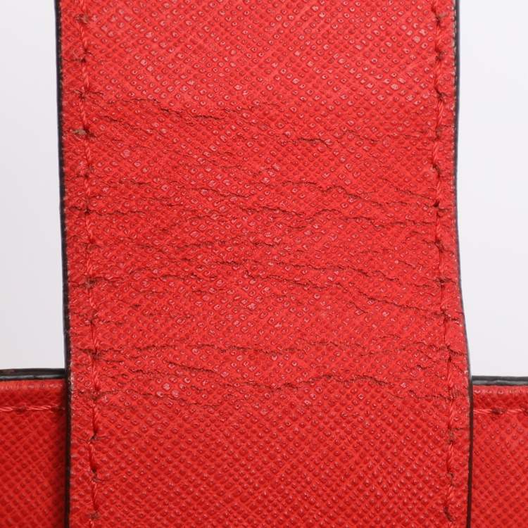 Pre Owned MICHAEL Michael Kors Red Blue Leather Cynthia Tote
