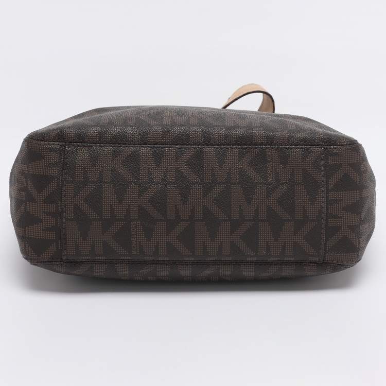 Pre Owned MICHAEL Michael Kors Brown Signature Coated Canvas Lilly Tote