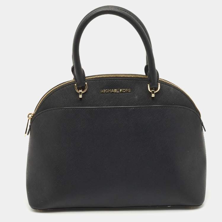 Pre Owned MICHAEL Michael Kors Black Saffiano Leather Large Emmy Dome Satchel