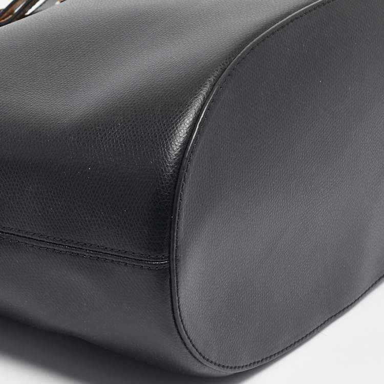 Pre Owned MICHAEL Michael Kors Black Leather Medium Jet Set Tote