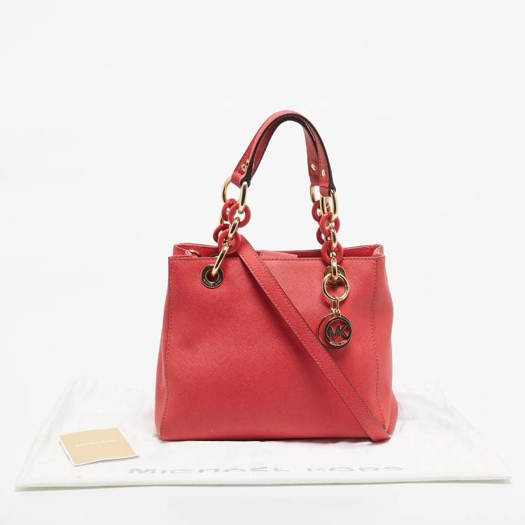 Pre Owned MICHAEL Michael Kors Red Leather Small Cynthia Satchel